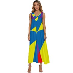 Colorful Red Yellow Blue Purple V-neck Sleeveless Loose Fit Overalls by Grandong