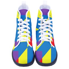 Colorful Red Yellow Blue Purple Women s High-top Canvas Sneakers by Grandong