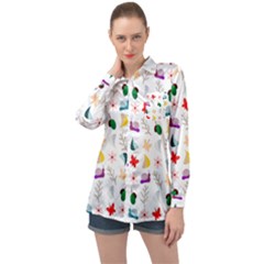 Snail Butterfly Pattern Seamless Long Sleeve Satin Shirt