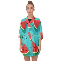 Watermelon Fruit Slice Half Sleeve Chiffon Kimono by Bedest