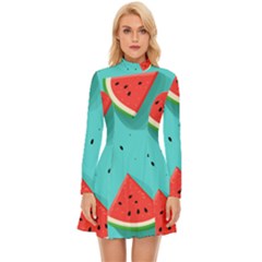 Watermelon Fruit Slice Long Sleeve Velour Longline Dress