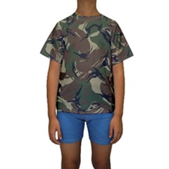 Camouflage Pattern Fabric Kids  Short Sleeve Swimwear