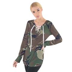 Camouflage Pattern Fabric Tie Up T-Shirt