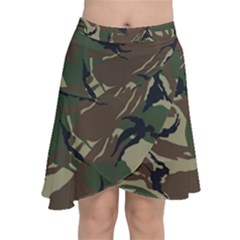 Camouflage Pattern Fabric Chiffon Wrap Front Skirt