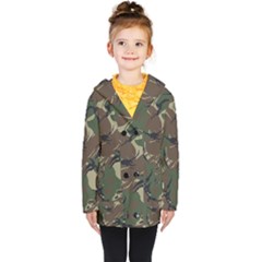 Camouflage Pattern Fabric Kids  Double Breasted Button Coat