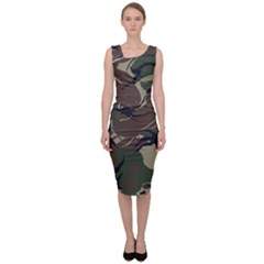 Camouflage Pattern Fabric Sleeveless Pencil Dress