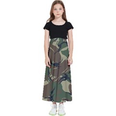 Camouflage Pattern Fabric Kids  Flared Maxi Skirt