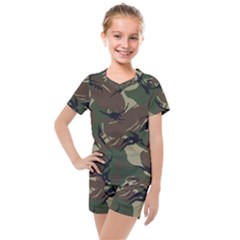 Camouflage Pattern Fabric Kids  Mesh T-Shirt and Shorts Set