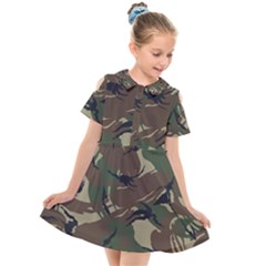 Camouflage Pattern Fabric Kids  Short Sleeve Shirt Dress