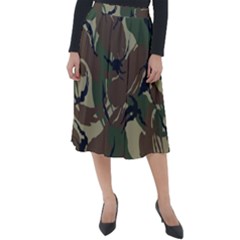 Camouflage Pattern Fabric Classic Velour Midi Skirt 