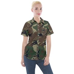 Camouflage Pattern Fabric Women s Short Sleeve Pocket Shirt