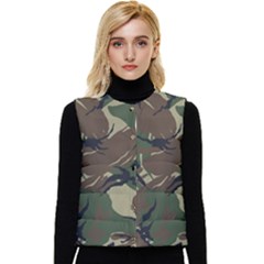 Camouflage Pattern Fabric Women s Button Up Puffer Vest