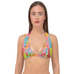 Owls Pattern Abstract Art Desenho Vector Cartoon Double Strap Halter Bikini Top