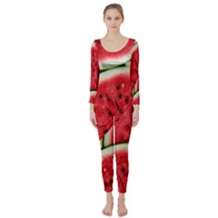 Watermelon Fruit Green Red Long Sleeve Catsuit