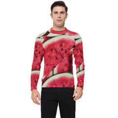 Watermelon Fruit Green Red Men s Long Sleeve Rash Guard by Bedest