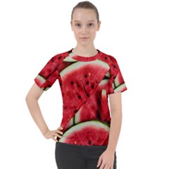 Watermelon Fruit Green Red Women s Sport Raglan T-shirt