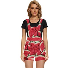 Watermelon Fruit Green Red Short Overalls