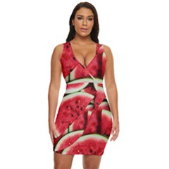 Watermelon Fruit Green Red Draped Bodycon Dress by Bedest