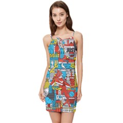 Just Do It Pattern Summer Tie Front Dress