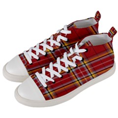 Red Tartan  Men s Mid-top Canvas Sneakers by helloshirt