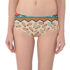 Ethnic-tribal-pattern-background Mid-waist Bikini Bottoms by Apen