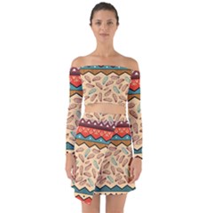 Ethnic-tribal-pattern-background Off Shoulder Top With Skirt Set