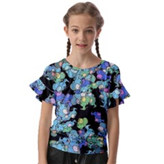 Chromatic Creatures Dance Wacky Pattern Kids  Cut Out Flutter Sleeves by dflcprintsclothing