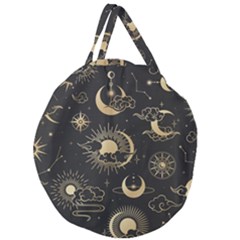 Star Colorful Christmas Abstract Giant Round Zipper Tote by Ndabl3x
