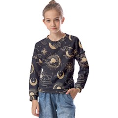 Star Colorful Christmas Abstract Kids  Long Sleeve T-shirt With Frill 