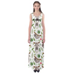 Seamless Pattern With Cute Sloths Empire Waist Maxi Dress by Ndabl3x