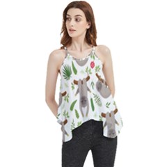 Seamless Pattern With Cute Sloths Flowy Camisole Tank Top by Ndabl3x