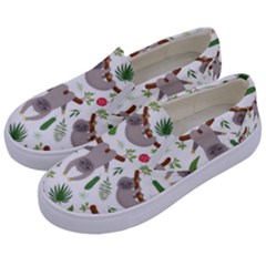 Seamless Pattern With Cute Sloths Kids  Canvas Slip Ons by Ndabl3x