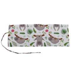 Seamless Pattern With Cute Sloths Roll Up Canvas Pencil Holder (s) by Ndabl3x