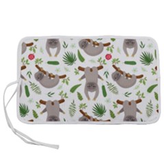 Seamless Pattern With Cute Sloths Pen Storage Case (l) by Ndabl3x