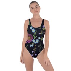 Embroidery Trend Floral Pattern Small Branches Herb Rose Bring Sexy Back Swimsuit by Ndabl3x