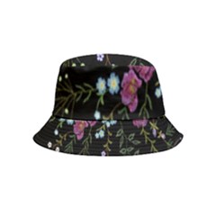 Embroidery Trend Floral Pattern Small Branches Herb Rose Bucket Hat (kids) by Ndabl3x