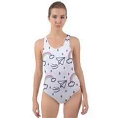 Cute Art Print Pattern Cut-out Back One Piece Swimsuit