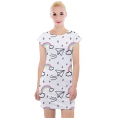 Cute Art Print Pattern Cap Sleeve Bodycon Dress by Ndabl3x