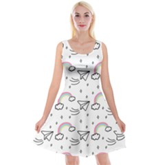 Cute Art Print Pattern Reversible Velvet Sleeveless Dress