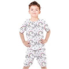 Cute Art Print Pattern Kids  T-shirt And Shorts Set