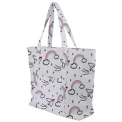 Cute Art Print Pattern Zip Up Canvas Bag