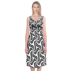 Soft Pattern Repeat Monochrome Midi Sleeveless Dress