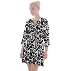 Soft Pattern Repeat Monochrome Open Neck Shift Dress
