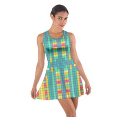 Checkerboard Squares Abstract Art Cotton Racerback Dress