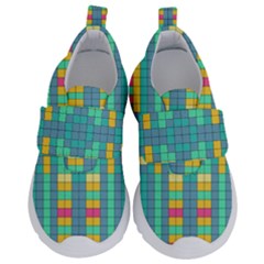 Checkerboard Squares Abstract Art Kids  Velcro No Lace Shoes