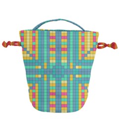 Checkerboard Squares Abstract Art Drawstring Bucket Bag