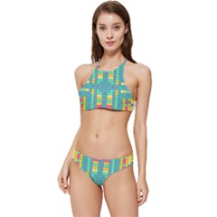 Checkerboard Squares Abstract Art Banded Triangle Bikini Set