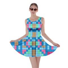 Checkerboard Square Abstract Skater Dress