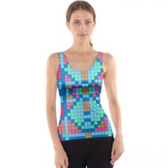 Checkerboard Square Abstract Women s Basic Tank Top