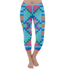 Checkerboard Square Abstract Capri Winter Leggings 